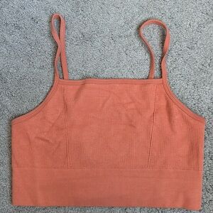 Peach Ribbed Sports Bra